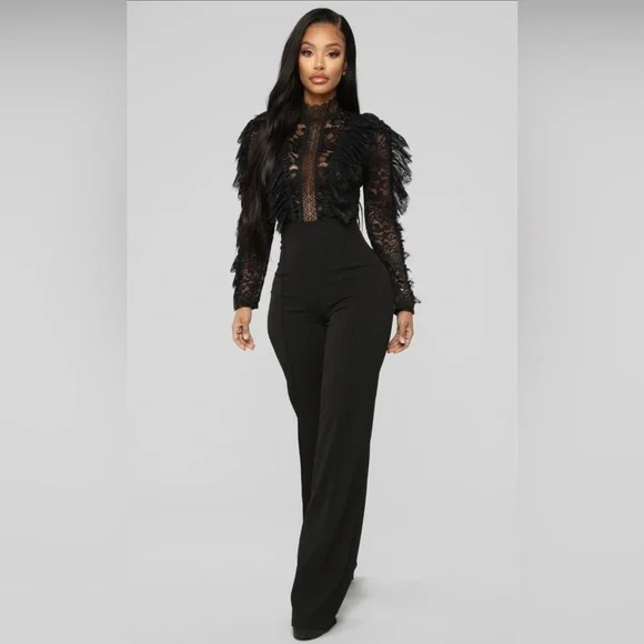 Fashion Nova Black Trousers Jumpsuit - Picture 2 of 16